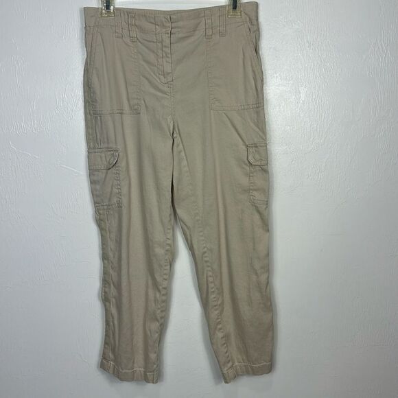 Chico’s Cream Beige Linen Blend Cargo Utility Crop Pants Size SP - Picture 1 of 9